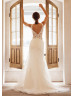 V Neck White Lace Tulle Exquisite Wedding Dress V Neck White Lace Tulle Exquisite Wedding Dress